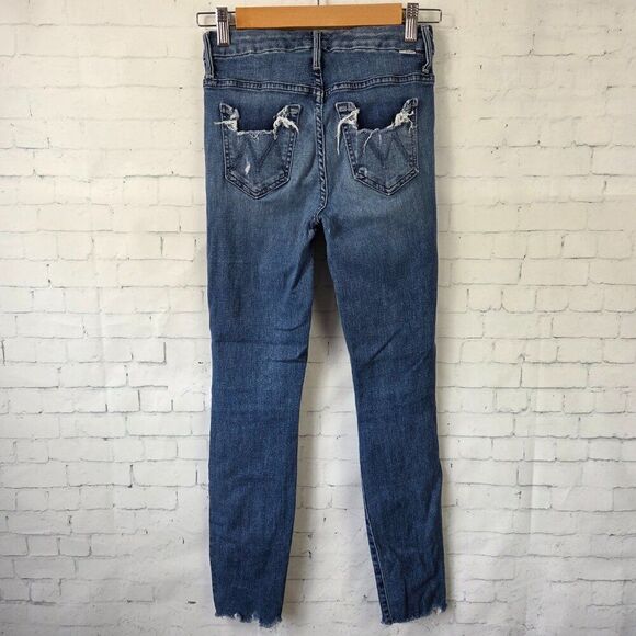 Mother High Waisted Looker Ankle Fray Jeans Size 24 Get Your Groove Back Blue - Picture 7 of 11